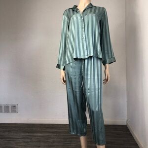 JONES NEW YORK pijama set inspired green with stripes print size:PM